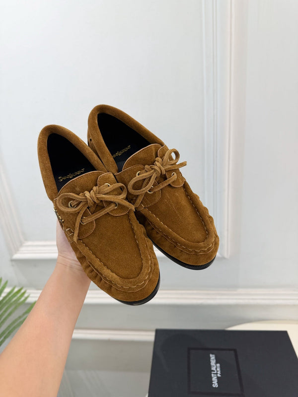 YSL Le Loafer Bateau Boat Shoes Tan Suede 112330