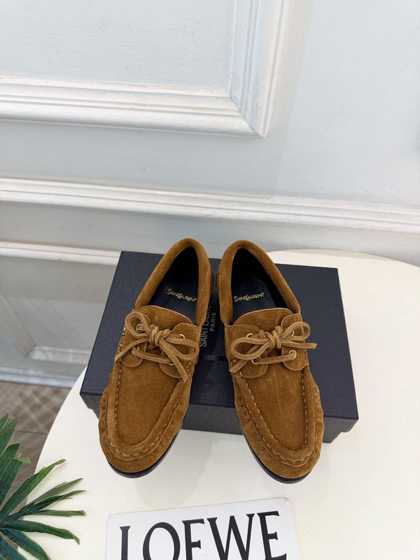 YSL Le Loafer Bateau Boat Shoes Tan Suede 112330