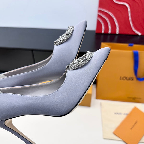 LV 26s Pointed-Toe High Heels 95 Light Lavender Premium Satin 622444