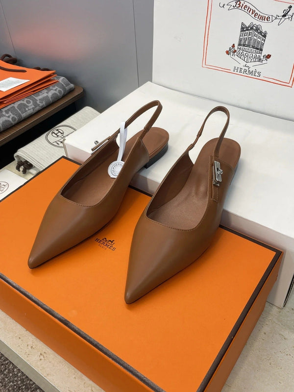 HM 26ss Slingback Flat Brown Calfskin 607275