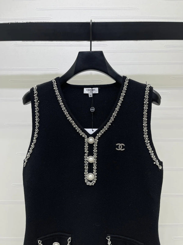 Chanel 2026 Vest Dress Black Wool Acrylic 136376