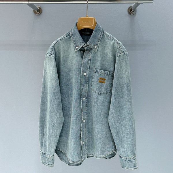 Miumiu 2026 Denim Shirt Light Blue Cotton