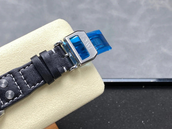 IWC Big Pilot 46mm Silver Blue Dial Steel Case Black Leather Strap