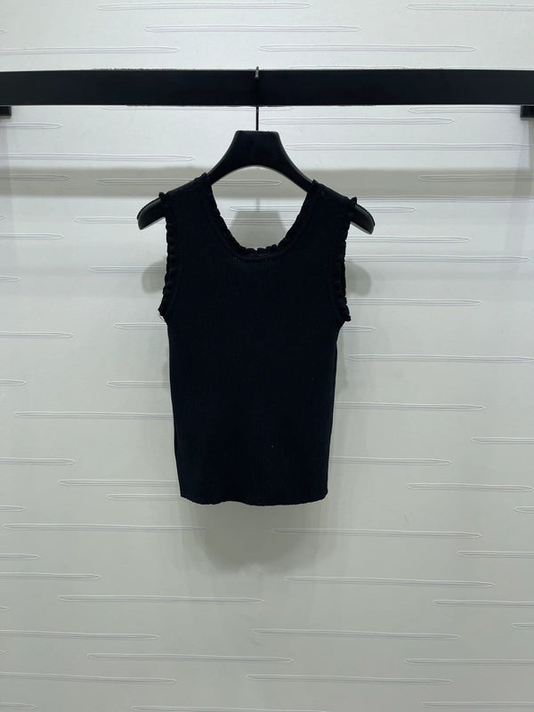 Miumiu 2026 Lace-trimmed Camisole Knit Vest Wool Tencel