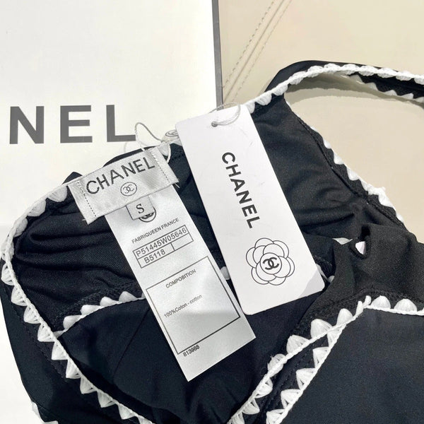 CC BIKINI SWIMSUIT SET IN BLACK AND WHITE TRIM 622173
