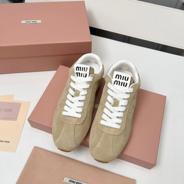 Miumiu 2026 Plum Sneaker Beige White Suede 456286
