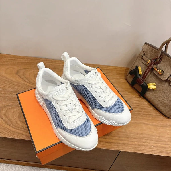 HM 26ss Sneakers White Blue Cowhide Fabric 638566