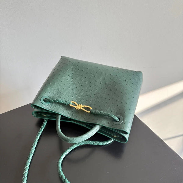 Bottega Veneta 2026 Andiamo Bag Dark Green Ostrich Leather