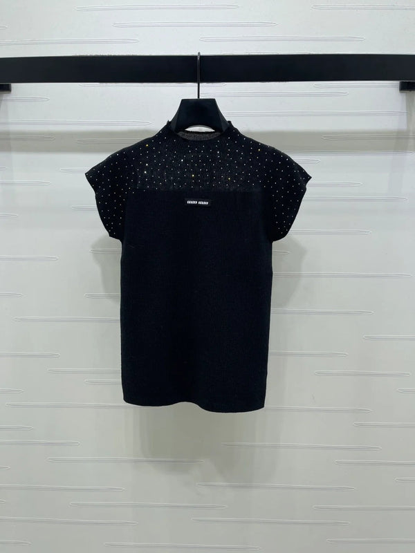 Miumiu 2026 Crew Neck Sheer Knit Short-sleeved Top 352770