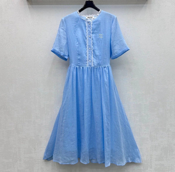 Miu 2026 Lace Dress Blue Cotton 431920
