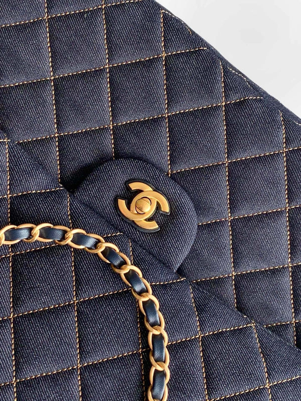 CC 2026 Flap Bag 38.5cm Blue Denim Leather