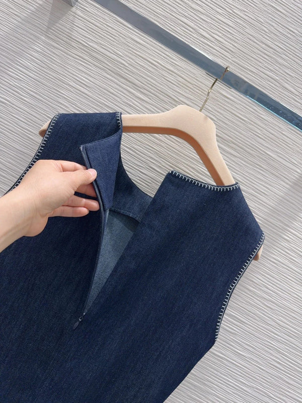 Miumiu 2026 Vest Dress Blue Cotton