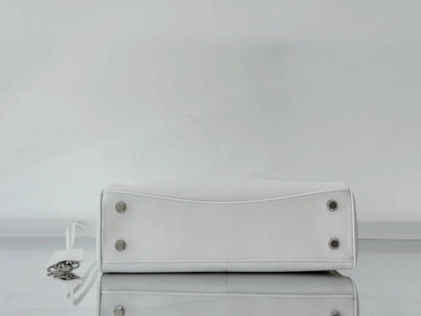 Balenciaga Medium Bag 35 White Calfskin Sliver Hardware