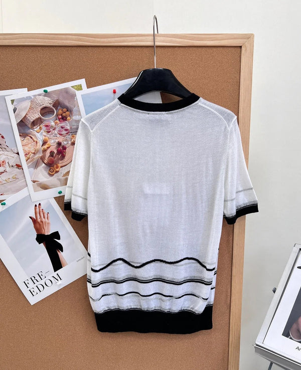 CC 2026 Knit Short-Sleeve Top White Cashmere 472931