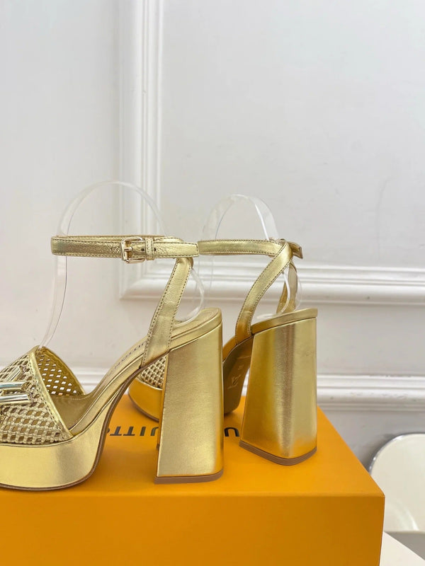 Louis Vuitton 2025 Shake One-Strap Platform Sandal Gold Calfskin