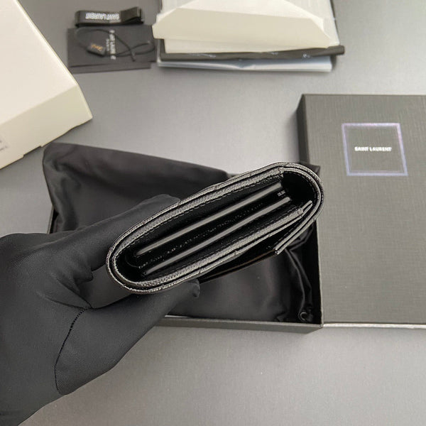 Saint Laurent Cassandre Matelasse Large Flap Wallet 19cm Black Leather