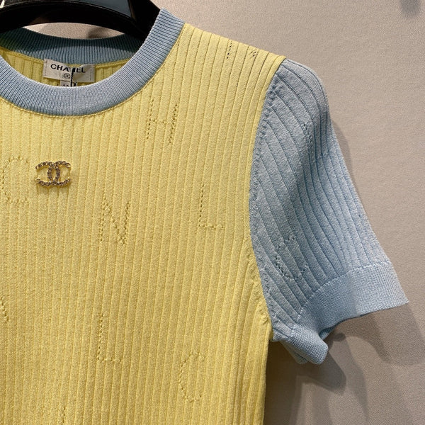 CC 2026 Yellow Knit Short-Sleeve T-Shirt 445138