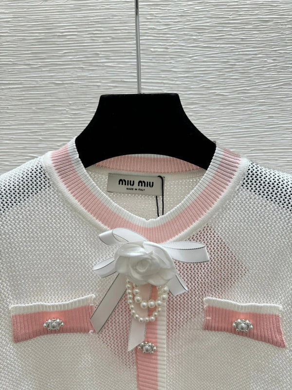 Miu 2026 Bow Knit Cardigan Wool 395568