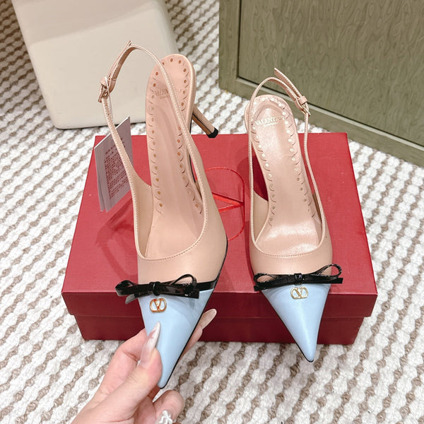 VT 26s Slingback 70 Beige Blue Calfskin 612245