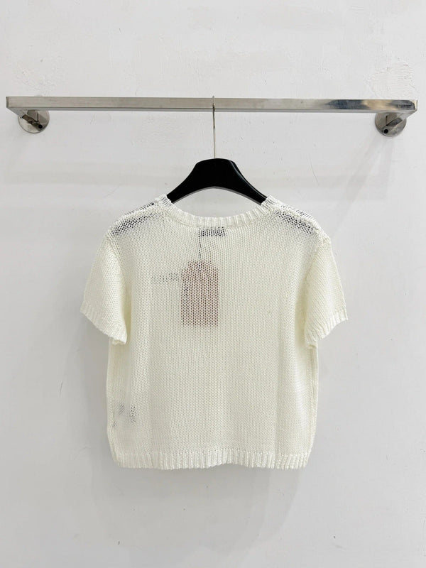 Miu 2026 Short Knit Cardigan White Wool 396496