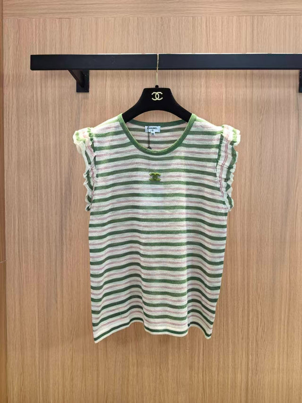 CC 2026 Striped Sleeveless Knit Vest Acrylic 387901