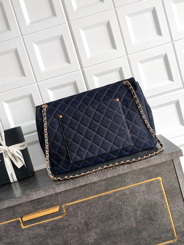 CC 2026 Flap Bag 38.5cm Blue Denim Leather