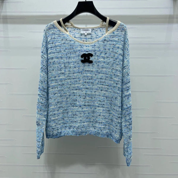 Chanel 2026 Off-the-shoulder Knit Long-sleeved Top Wool Cashmere