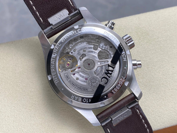 IWC Schaffhausen Pilot's 41mm Green Dial Brown Leather Strap