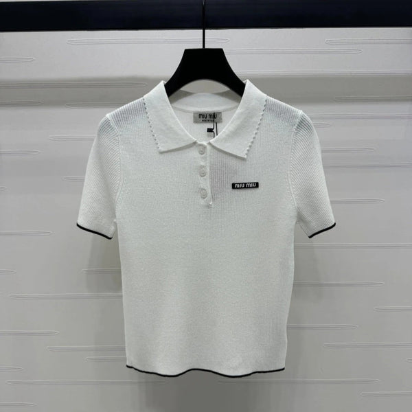 MIUMIU SHORT-SLEEVE KNIT POLO 269424