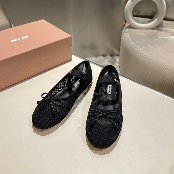 MARY JANE FLAT IN BLACK MESH