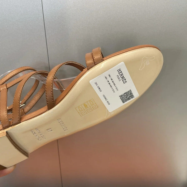 HM 26ss Kelly Sliver Buckle Sandals Brown Calfskin 607162