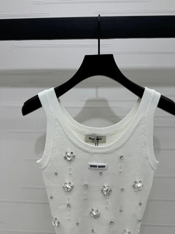 MIUMIU EMBELLISHED KNIT TOP 269491