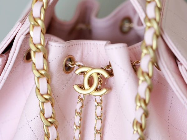 CHANEL 25S HOBO BAG 30 CM IN LIGHT PINK LAMBSKIN WITH GOLD HARDWARE