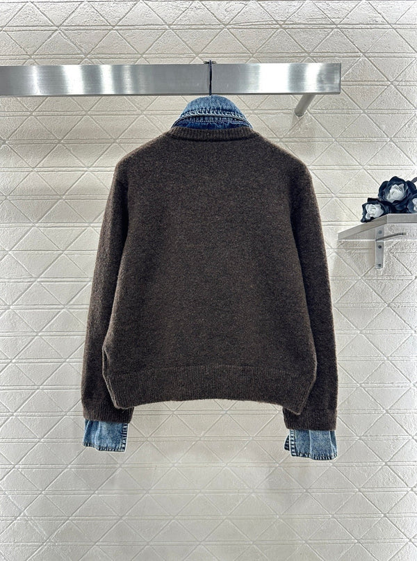 MIUMIU KNIT JACKET WITH DENIM STYLE 736