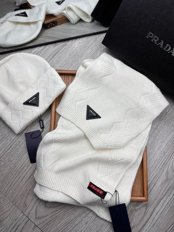 SET SCARF AND HAT IN WHITE WOOL AND RABBIT FUR 397408