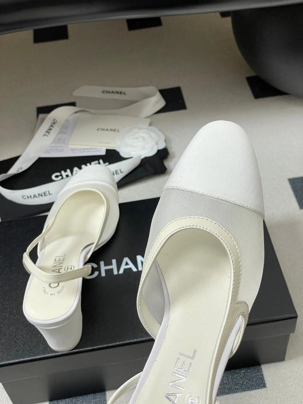 CC 26s Slingback 65 White Mesh Fabric Sheepskin 649445