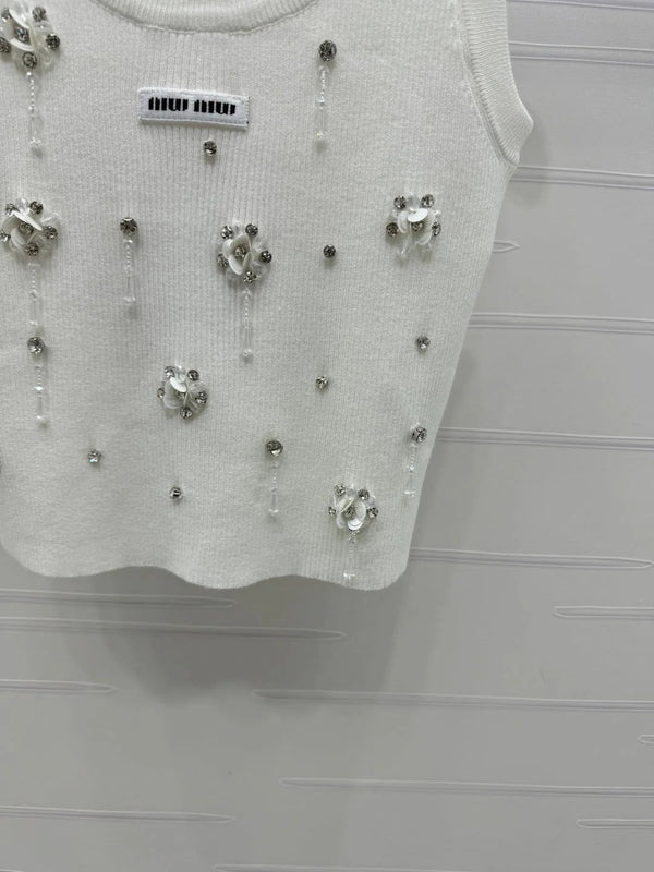 MIU 25S 3D RHINESTONE TANK TOP 264255
