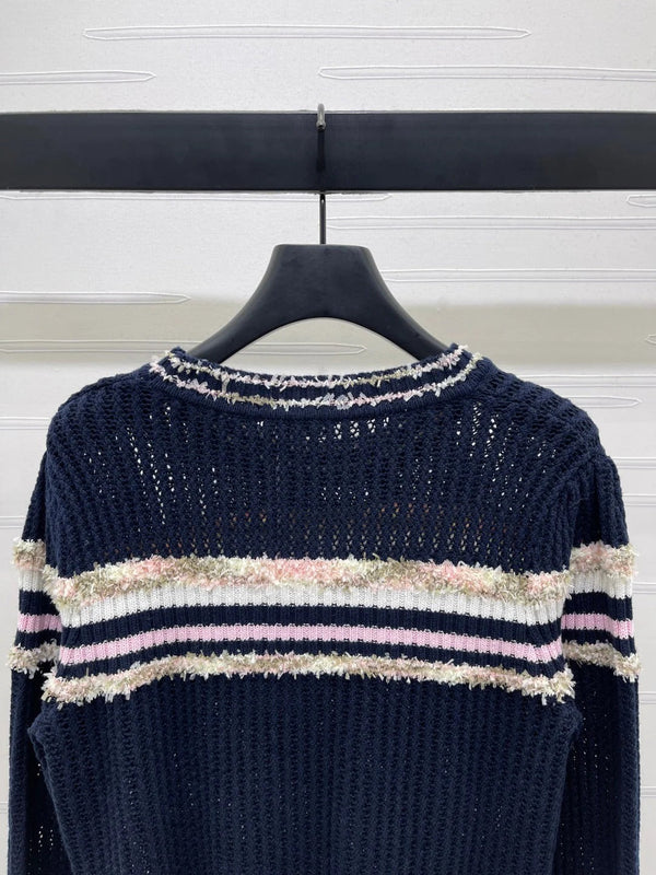 CHANEL 25S LONG SLEEVE OPEN-KNIT SWEATER STYLE 162