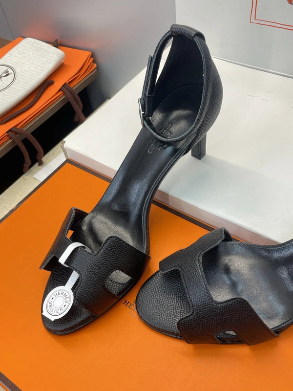 HM 26ss High Heel Sandals 70 Black Cowhide 607119