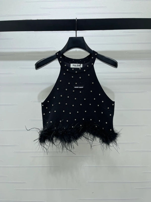 Miumiu 2026 Rhinestone Knit Vest Wool Cashmere 356496
