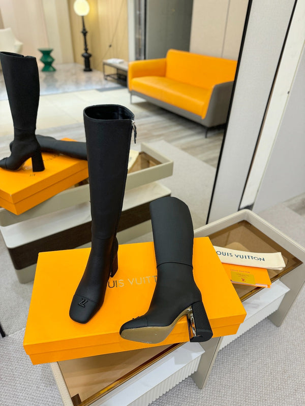 LV High Boots 85 Black Calfskin 573738