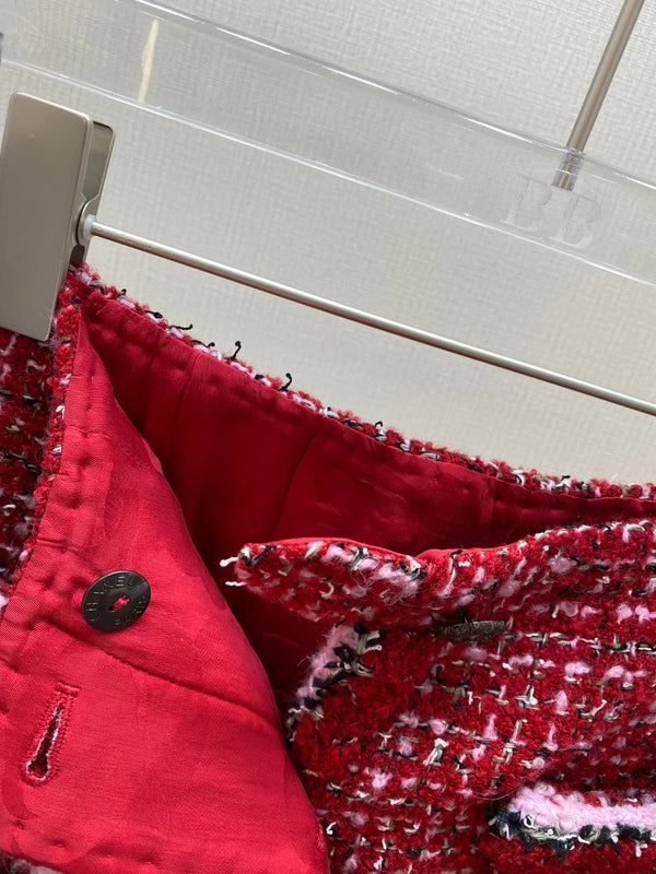 CHANEL 25S RED TWEED FOUR-POCKET SKIRT 314